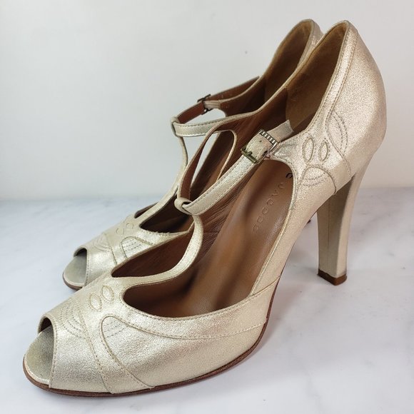 Marc Jacobs T-Strap Heels in Gold Champagne EUC - Picture 6 of 15